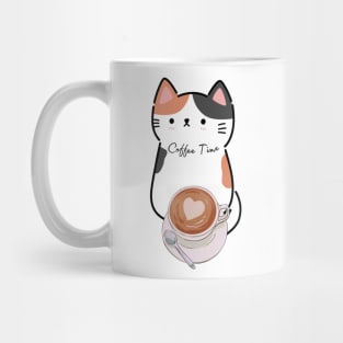 Coffee Time Cute Calico Cat Mug